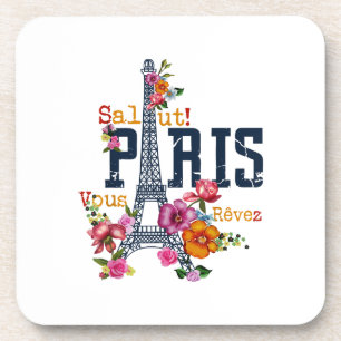 Eiffeltoren Paris Shirt Salut Flowering Paris Fra Bier Onderzetter