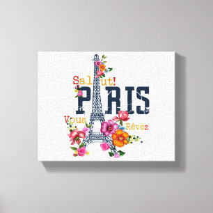 Eiffeltoren Paris Shirt Salut Flowering Paris Fra Canvas Afdruk