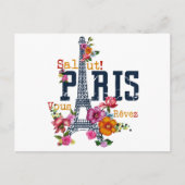 Eiffeltoren Paris Shirt Salut Flowering Paris Fra Feestdagenkaart (Voorkant)