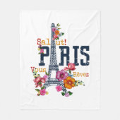 Eiffeltoren Paris Shirt Salut Flowering Paris Fra Fleece Deken (Voorkant)