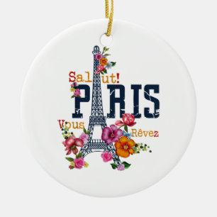 Eiffeltoren Paris Shirt Salut Flowering Paris Fra Keramisch Ornament