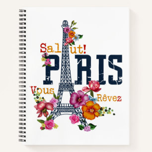 Eiffeltoren Paris Shirt Salut Flowering Paris Fra Notitieboek