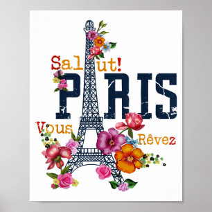 Eiffeltoren Paris Shirt Salut Flowering Paris Fra Poster