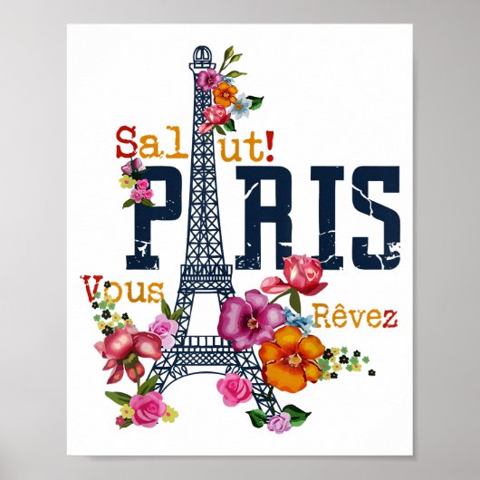 Eiffeltoren Paris Shirt Salut Flowering Paris Fra Poster (Voorkant)