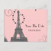 eiffeltoren Paris Wedding redt datum Aankondigingskaart (Voorkant)