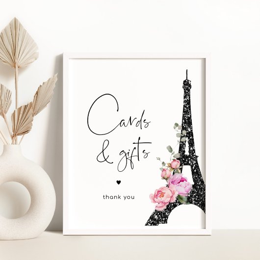 Eiffeltoren paris zwart roze Kaarten en geschenken Poster