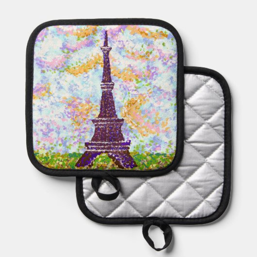 Eiffeltoren Pointillisme Landschap Pot Houder (Voorkant / Achterkant)