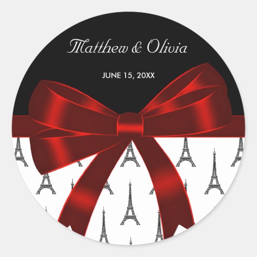 Eiffeltoren rode boog bruiloft gunst Stickers (Voorkant)