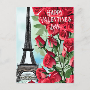 Eiffeltoren Romantic Red Roses Valentijnsdag Briefkaart