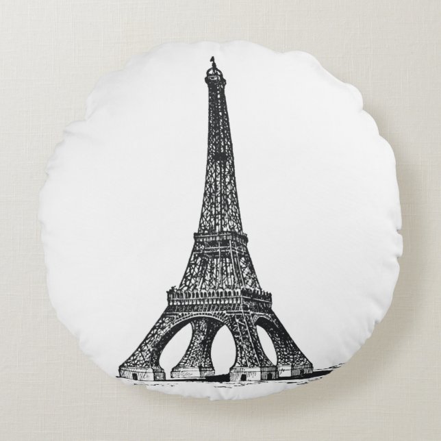  Eiffeltoren Rond Kussen (Voorkant)