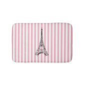 Eiffeltoren Roze en Witte Stripe Bath Mat (Voorkant)