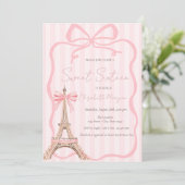 Eiffeltoren Roze Strik Roze Lint Sweet 16 Kaart (Staand voorkant)