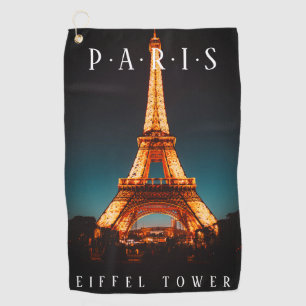Eiffeltoren 's nachts, Parijs, DIY White Text Golfhanddoek