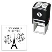 Eiffeltoren Silhouet Vuurwerk Koppel Namen Zelfinktende Stempel (In situ)