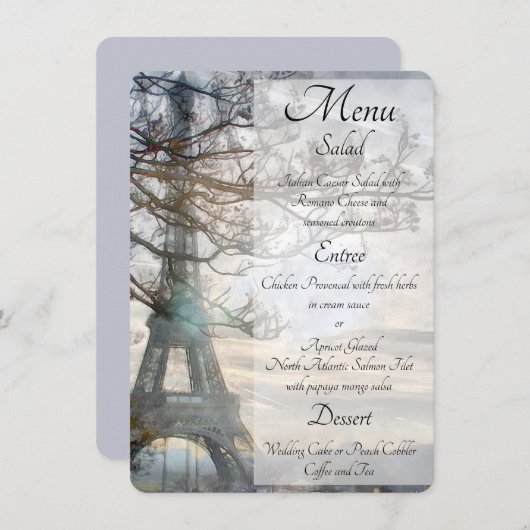 Eiffeltoren Spring Sunrise Waterverf Menu (Voorkant / Achterkant)