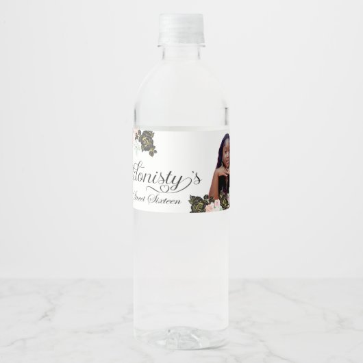 Eiffeltoren Sweet 16 waterflesetiketten. Waterfles Etiket (Voorkant)