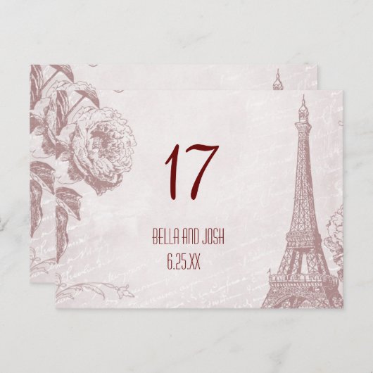 Eiffeltoren Trouwtafel Kaart Briefkaart (Voorkant / Achterkant)