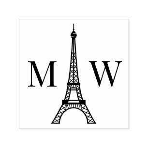 Eiffeltoren Twee Initieel Koppel Trouw Monogram 2 Zelfinktende Stempel