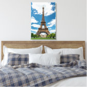 Eiffeltoren uitzicht vanaf Champ de Mars openbaar  Canvas Afdruk (Insitu (Slaapkamer))