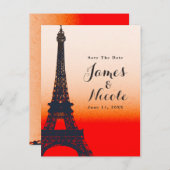 Eiffeltoren van Parijs oranje zonsondergang Save t Aankondigingskaart (Voorkant / Achterkant)