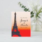 Eiffeltoren van Parijs oranje zonsondergang Save t Aankondigingskaart (Staand voorkant)