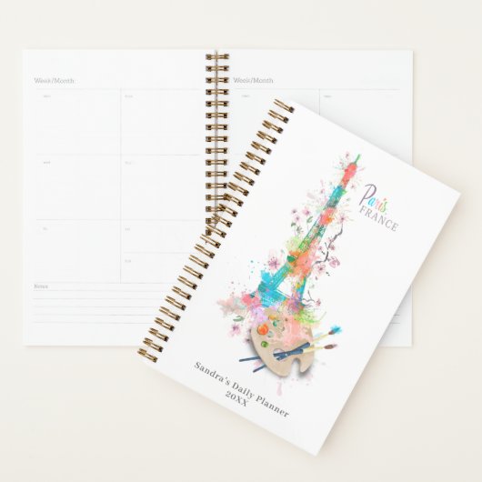 Eiffeltoren Verf Splatter Print Dagelijkse Planner (Display)