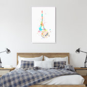 Eiffeltoren Verf Splatter Print op Canvas Art (Insitu (Slaapkamer))