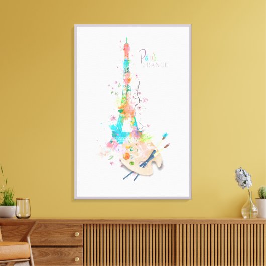 Eiffeltoren Verf Splatter Print op Canvas Art (Insitu (Woonkamer))