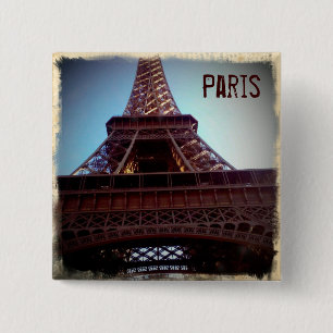 Eiffeltoren Vierkante Button 5,1 Cm