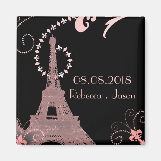 Eiffeltoren vintage Parijs save the date Magneet (Voorkant)
