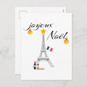 Eiffeltoren Vlag van Frankrijk Joyeux Noel Feestdagenkaart (Voorkant / Achterkant)