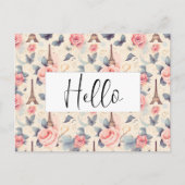 Eiffeltoren vlinder en Roos Hallo patroon Briefkaart (Voorkant)