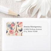 Eiffeltoren Vlinder en Rozen - Adres Etiket (Insitu)