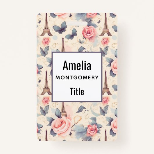 Eiffeltoren vlinder en Rozen Badge (Achterkant)