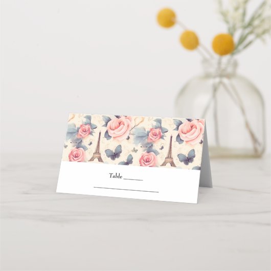 Eiffeltoren vlinder en Rozen patroonbruiloft (Voorkant)