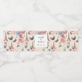 Eiffeltoren vlinder en Rozen patroonbruiloft Waterfles Etiket (Enkel label)