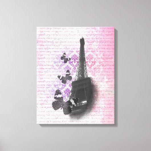 Eiffeltoren & vlinders canvas afdruk (Voorkant)