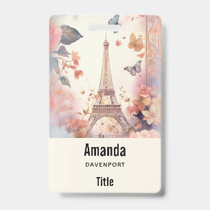 Eiffeltoren Vlinders en Bloemen Badge