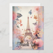 Eiffeltoren Vlinders en bloemen Bedankkaart (Voorkant / Achterkant)