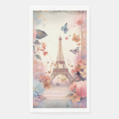 Eiffeltoren Vlinders en Bloemen Servet (Voorkant)