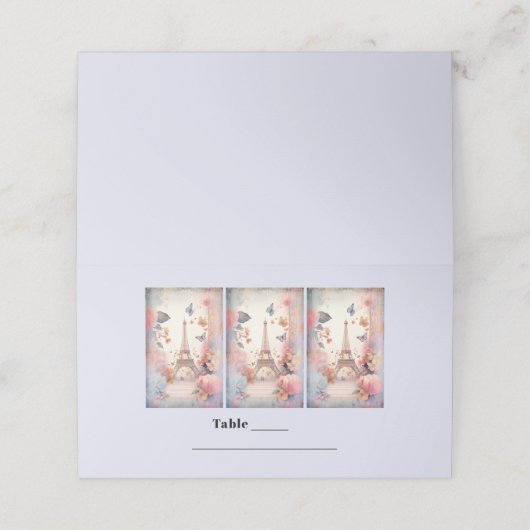Eiffeltoren Vlinders en bloemen tafel (Buitenkant ongevouwen)