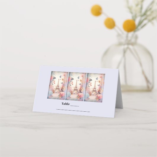 Eiffeltoren Vlinders en bloemen tafel (Voorkant)