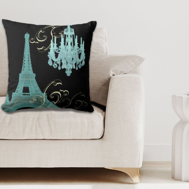 eiffeltoren voor girale mode met retroreflectoren  kussen (girly chic retro fashion paris eiffel tower throw pillow)
