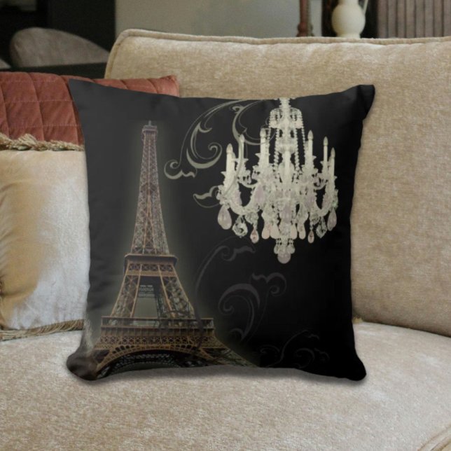 eiffeltoren voor girale mode met retroreflectoren  kussen (girly chic retro fashion paris eiffel tower throw pillow)