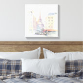 Eiffeltoren | Waterverf Parijs Canvas Afdruk (Insitu (Slaapkamer))