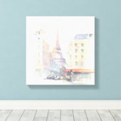 Eiffeltoren | Waterverf Parijs Canvas Afdruk (Insitu (Houten vloer))