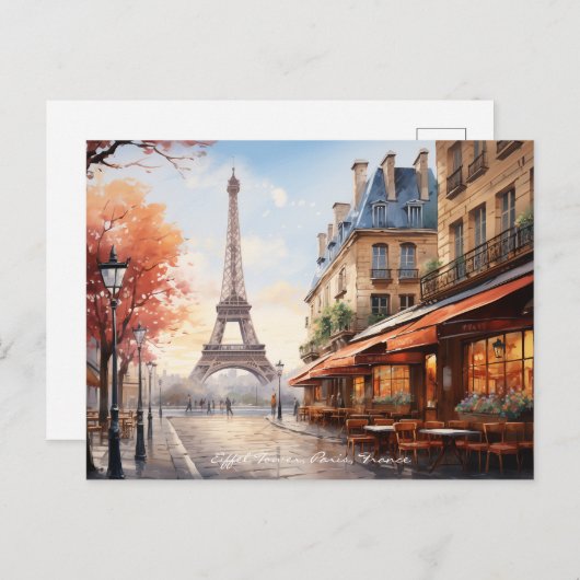 Eiffeltoren Waterverf Parijs Frankrijk Reiskunst Briefkaart (Voorkant / Achterkant)