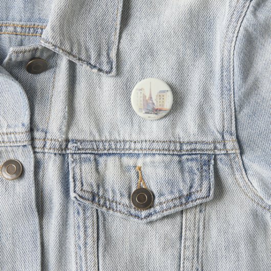 Eiffeltoren | Waterverf Parijs Ronde Button 3,2 Cm (In situ)