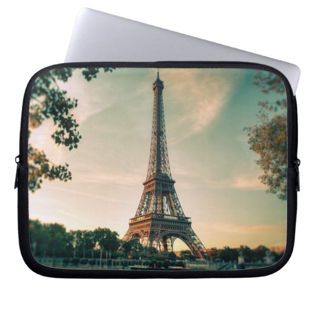 Eiffeltoren werpt kussen op laptop sleeve (Voorkant)