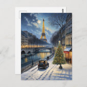 Eiffeltoren winterscène stijl briefkaart (Voorkant / Achterkant)